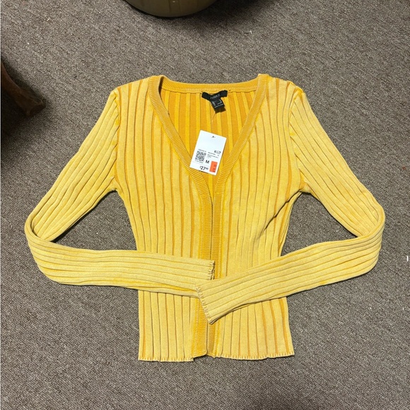 Yellow Ribbed Cardigan - Picture 1 of 4